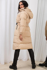 longline puffer padded hooded coat womens