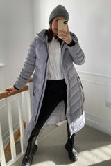 womens puffer down coat with belt grey sale