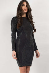 black sequin knitted dress