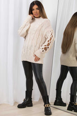beige cable knit jumper