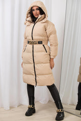 long padded puffer jacket with hood womens
