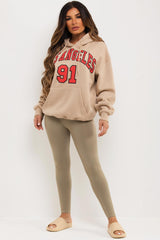 womens oversized hoodie with los angeles slogan