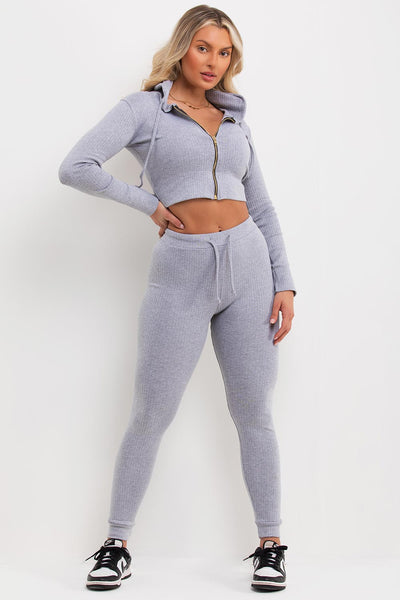 Women's Ribbed Tracksuit Co Ord Grey – Styledup.co.uk