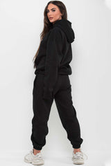 womens black loungewear set hoodie and joggers