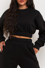 womens high waisted joggers and crop sweatshirt lounge set