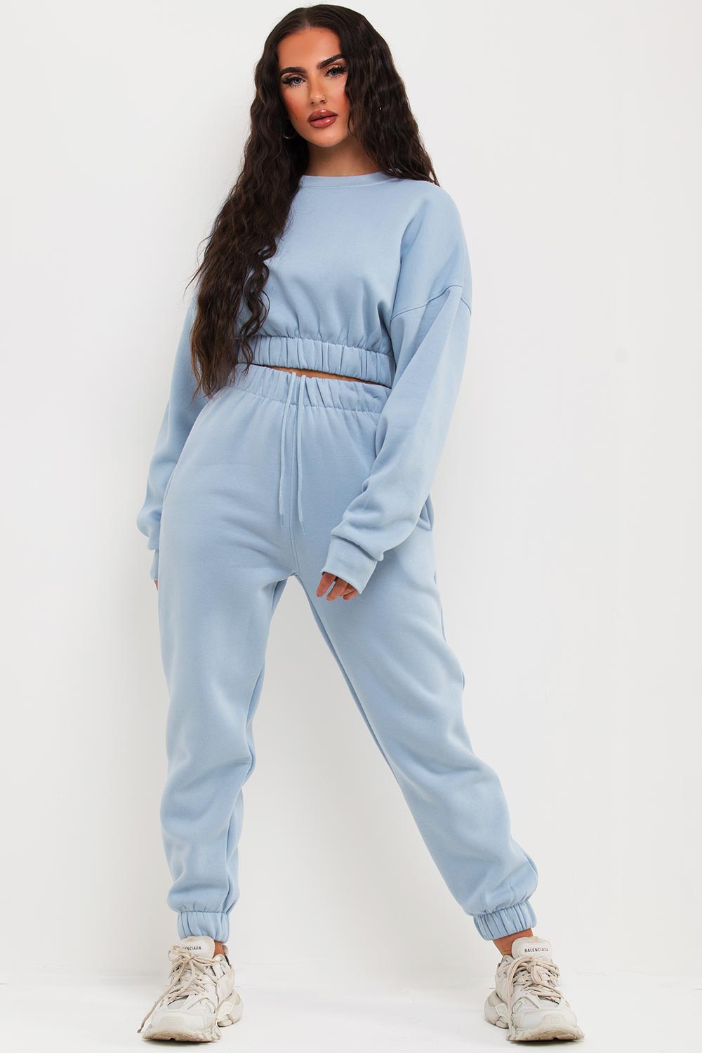 womens crop sweatshirt and joggers tracksuit co ord uk
