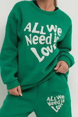 all we need is love towelling loungewear co ord set