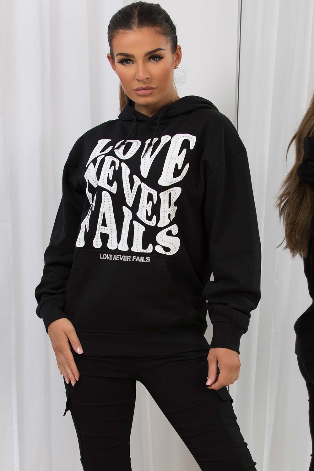 love never fails oversized hoodie womens
