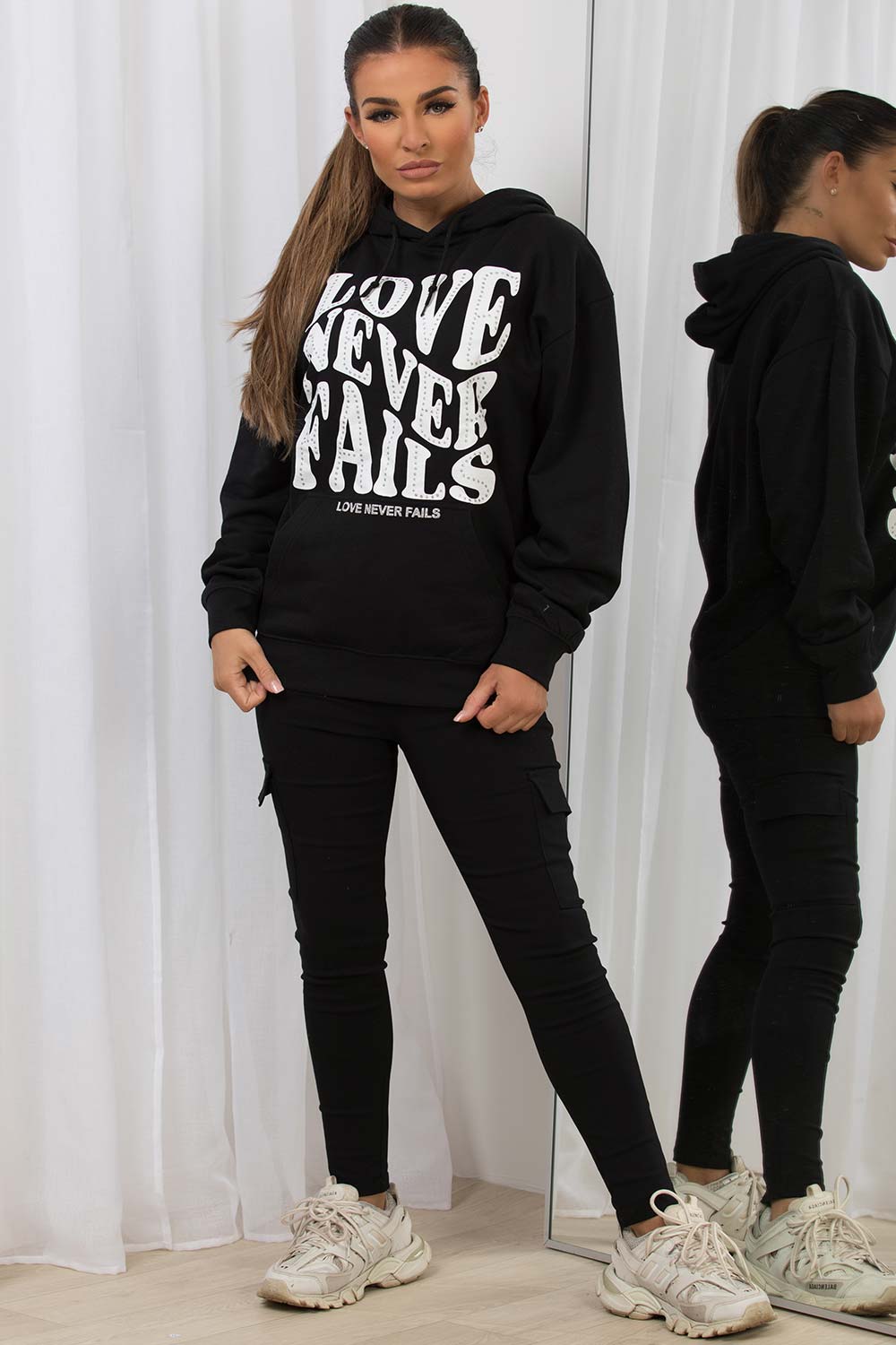 womens oversized hoodie with love never fails