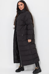 maxi puffer coat black