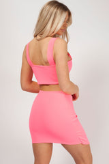 skirt and crop top two piece set pink styledup fashion