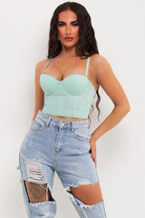 corset crop top mint green