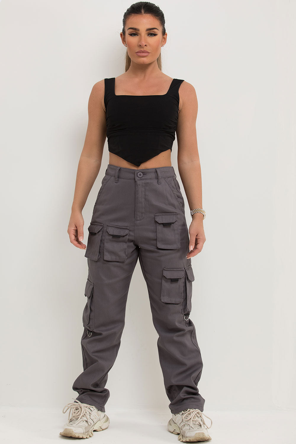 Girl Light Grey Cargo Trousers  Pants ant