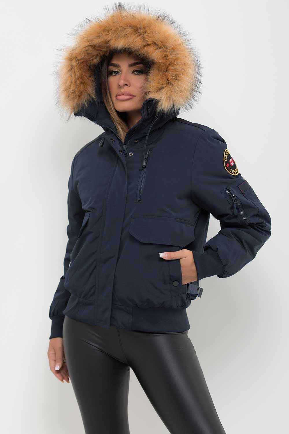 canada goose womens bomber jacket with fur hood sale