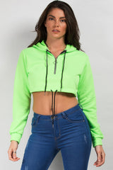 neon green crop zip hoodie 