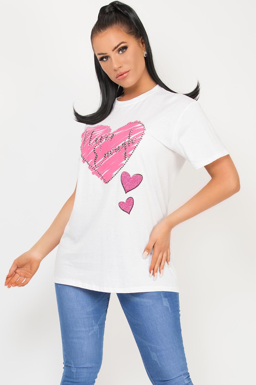 never enough heart print oversized t shirt