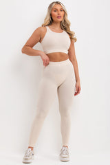 womens ribbed gym set active wear co ord