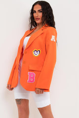 womens blazer with letter detail