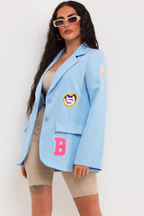 womens blazer with letter detail