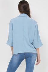 blue oversized shirt blouse