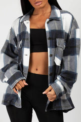 navy check shacket on sale 