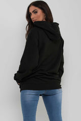 teddy bear print hoodie black