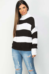 black white stripes knitted oversized jumper womens 