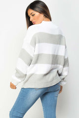 knitted jumper with grey stripes 