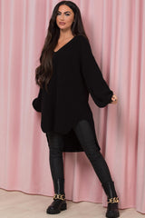 womens black oversized knitted jumper