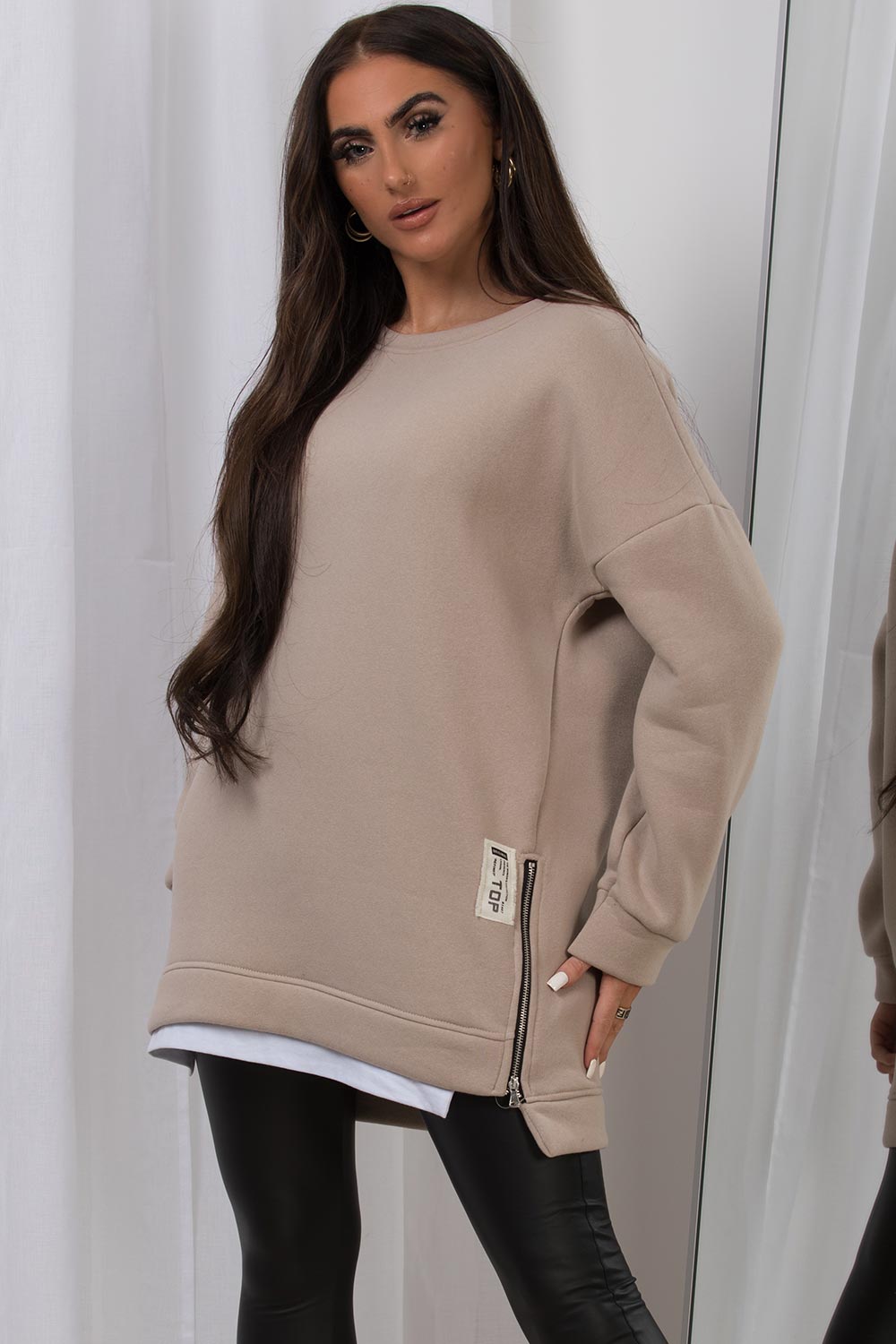 womens sweatshirt with side zip