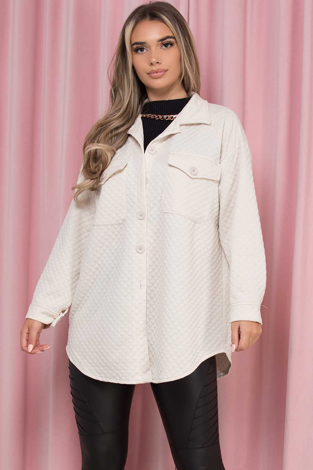 oversized quilted shacket womens