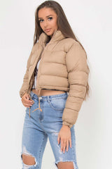 padded puffer jacket with drawstring waist