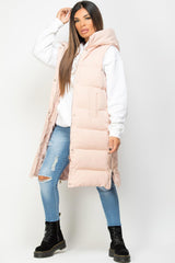 padded hooded gilet pink 