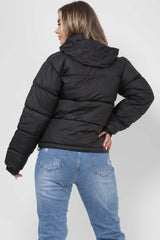 womens puffer padded quilted jacket black