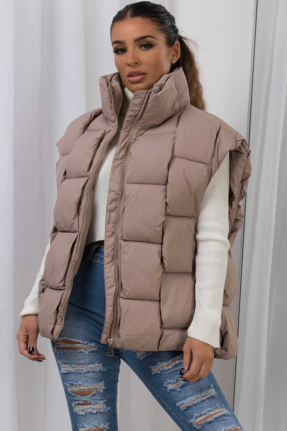 woven quilted padded gilet