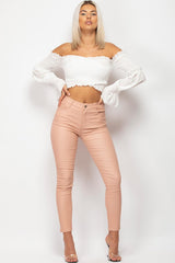 pink coated jeans 