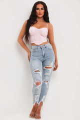 pink corset crop top uk