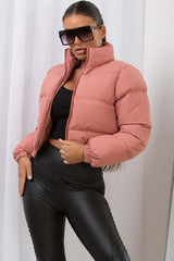 cropped puffer padded jacket pink