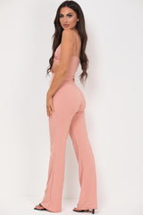 cut out front strappy rib jumpsuit