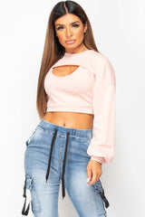 pink cut out front sweatshirt 