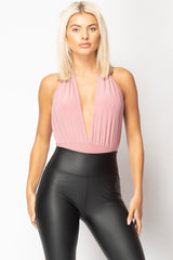 pink backless bodysuit top 