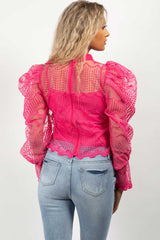 puff sleeve blouse pink 