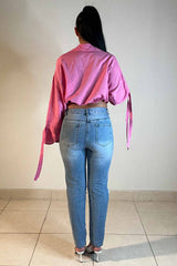 pink knot front shirt womens 