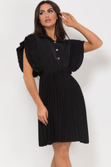 black pleated frill dress