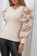 long puff sleeve jumper top womens