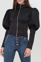 extreme puff sleeve jacket with zip up front