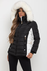 womens puffer jacket with fur hood