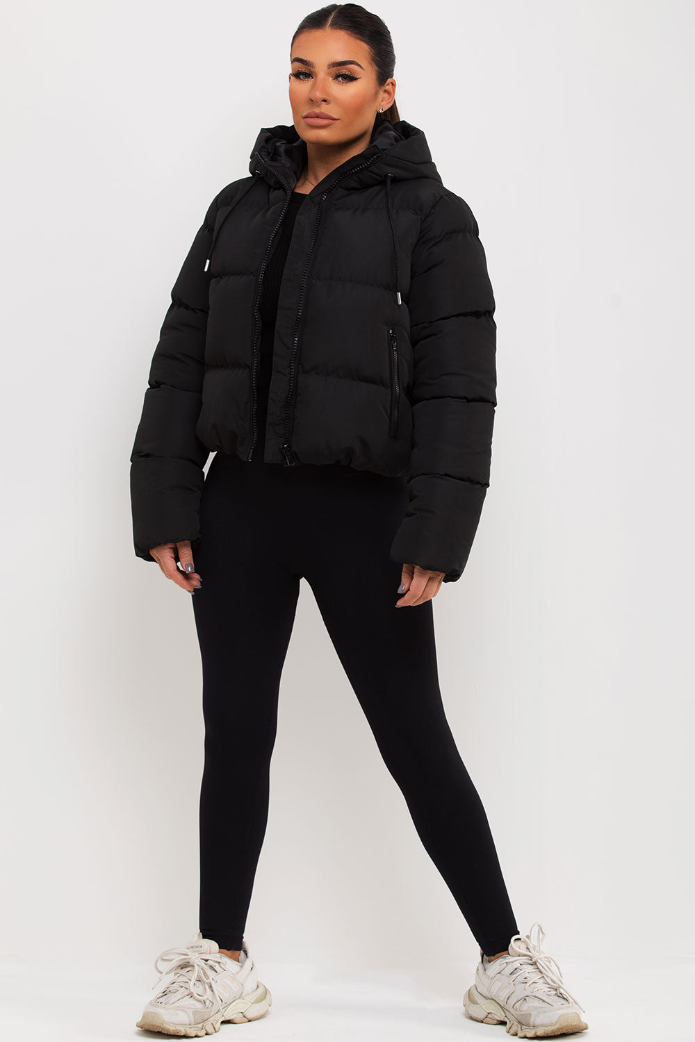 womens zara black puffer jacket outerwear uk