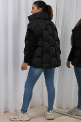 padded quilted woven gilet womens