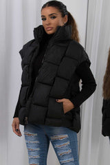 quilted padded woven gilet womens